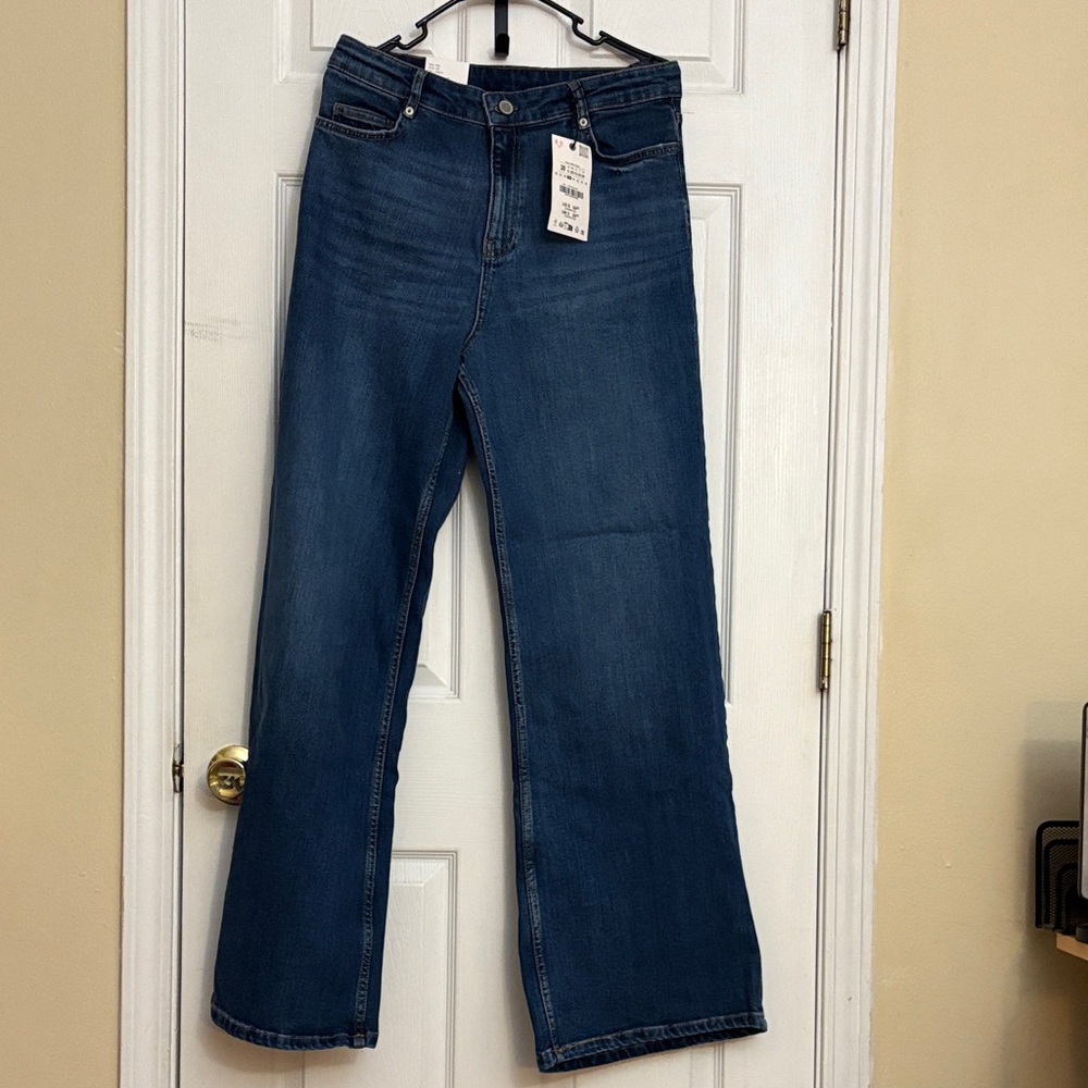 Zara Dark Blue Wide Leg Jeans